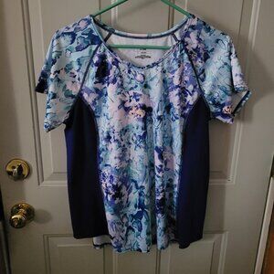 Tek Gear -Dry Gear Blue & Green Floral Top Misses Large